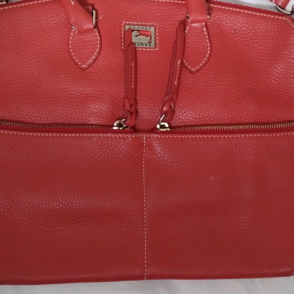 Dooney & Burke Double Pocket Pebble Leather Satchel with Shoulder strap